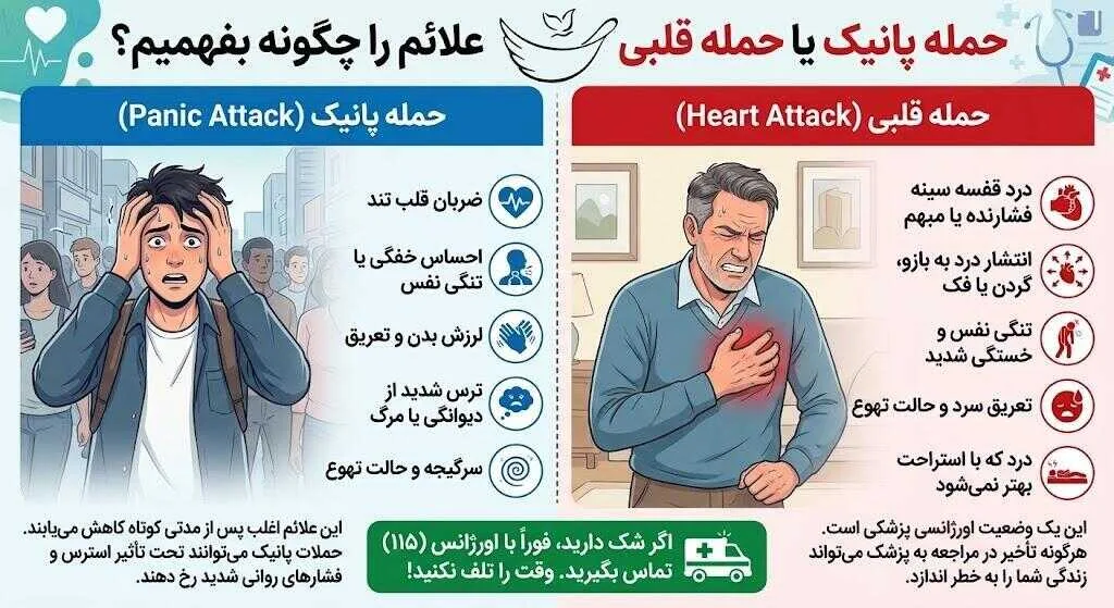 خلاصه تفاوت حمله پانیک و حمله قلبی